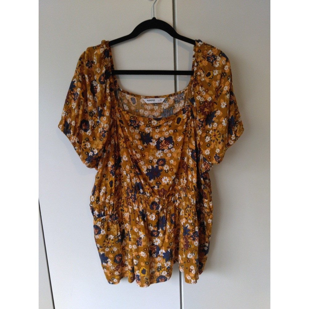 Womens  Floral Top Size 2x  Peasant Boho Cottage‎ Prairie Western Cowgirl